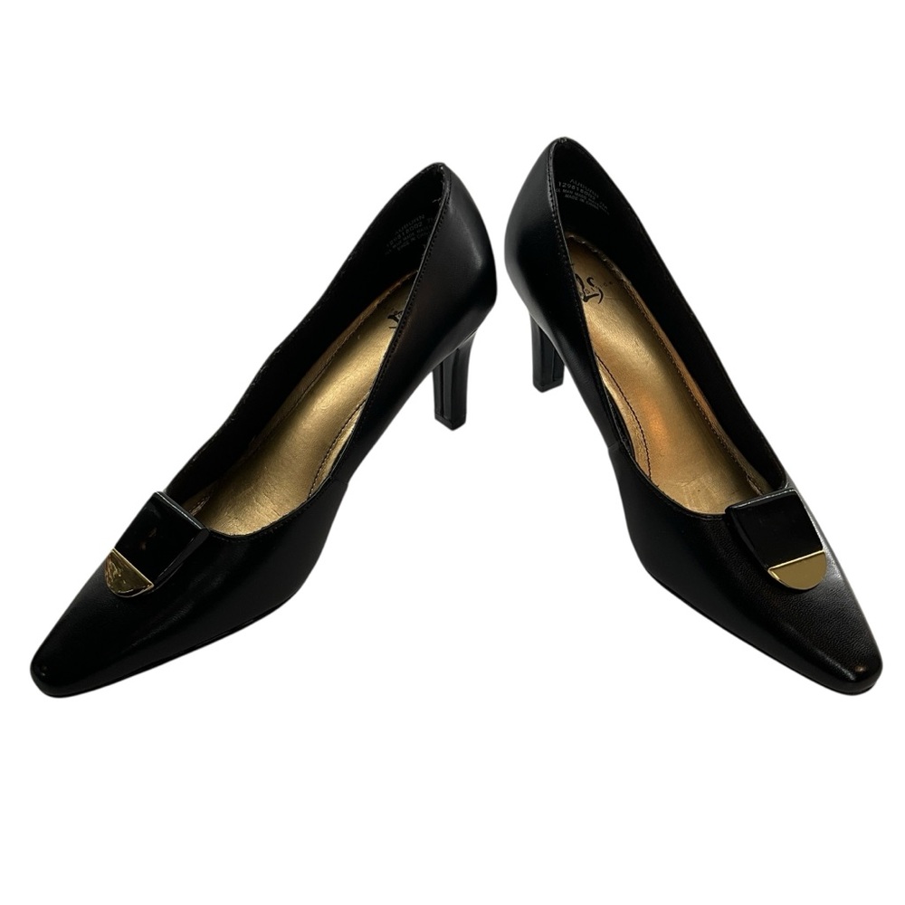 LIFESTRIDE sz 7 Heels “Auburn”Pointy Toe Black Gold